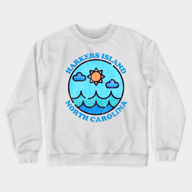 Harkers Island, NC Summertime Vacationing Ocean Skyline Crewneck Sweatshirt by Contentarama